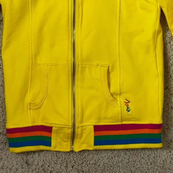 COOGI Girls Yellow Sweatshirt Fitted Zip Hoodie Striped Accents Size 12-14 - Picture 7 of 14